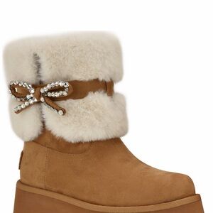 Guess Brown and Cream Fur-Trimmed Winter Boots